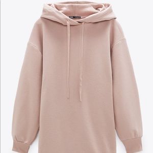NWT Zara Pink Plush Hoodie Dress Size M